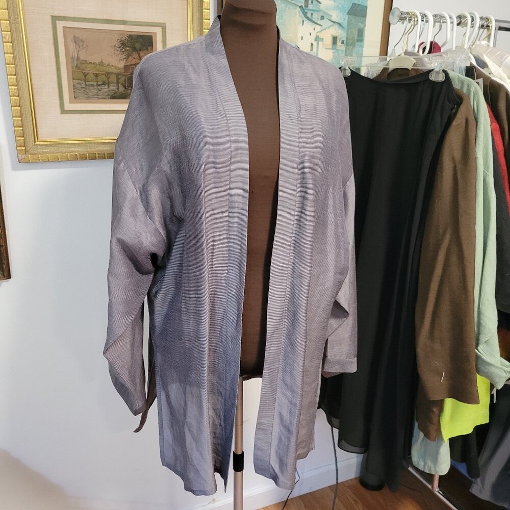 Eileen Fisher Silk & Linen Lightweight Kimono Jacket Size L